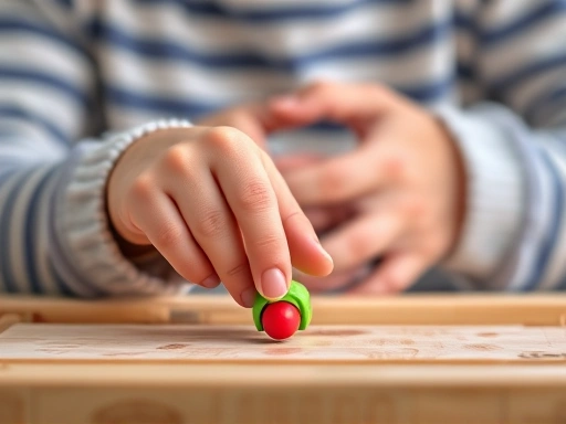 Close-up of a child's hand gently placing a small toy back into a toy box, symbolizing returning a stolen item, with a blurred background of comforting hands.