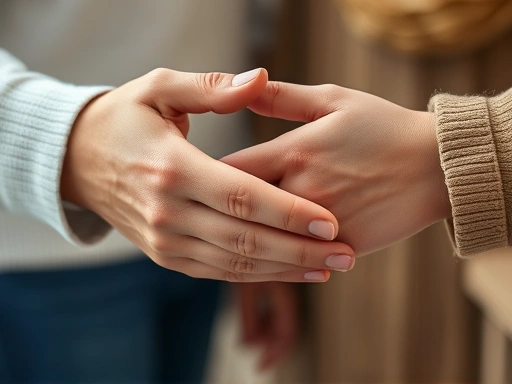 A close-up of two hands, one reaching out to the other, symbolizing reconciliation and trust-building between a couple after a period of conflict. The background is soft and blurred.