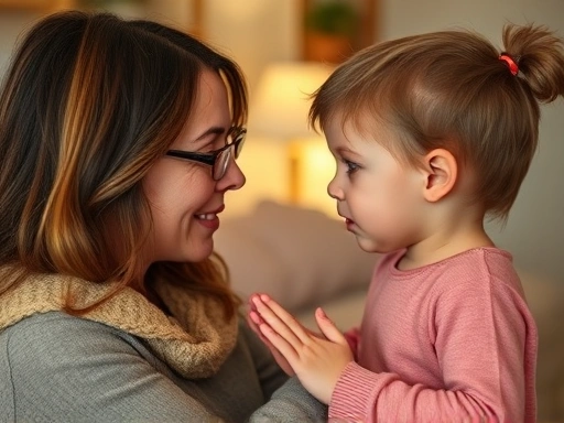 A caring parent apologizes to their child at eye level, showing empathy and sincerity after regretting shouting. The scene is warm and comforting, focusing on emotional connection and relationship repair.