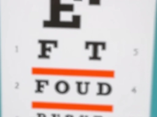 A close-up shot of an eye chart with clear, sharp letters, representing a vision test during a regular eye examination, highlighting eye health.