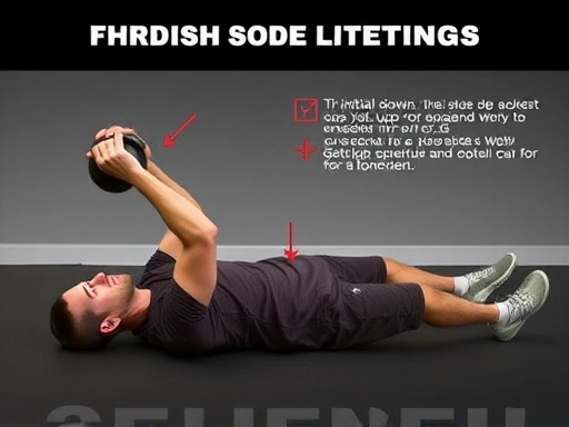 A man performing the initial lying down phase of a Turkish Get-Up with a kettlebell, focusing on proper form and stability.