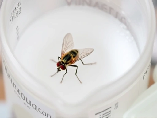 Close-up of a homemade fly trap made with vinegar and soap, highlighting its effectiveness.