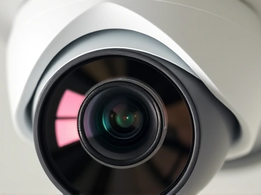 Close-up of a high-definition security camera lens, highlighting advanced features and clear image quality for home surveillance.