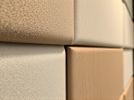 Close-up of soundproofing materials on a wall, showcasing texture and noise reduction technology, acoustic panel detail.