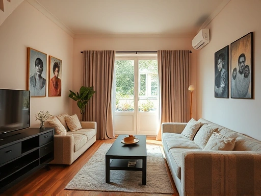 A cozy two-room apartment interior with soundproofing materials visible, showcasing a quiet and peaceful living space.