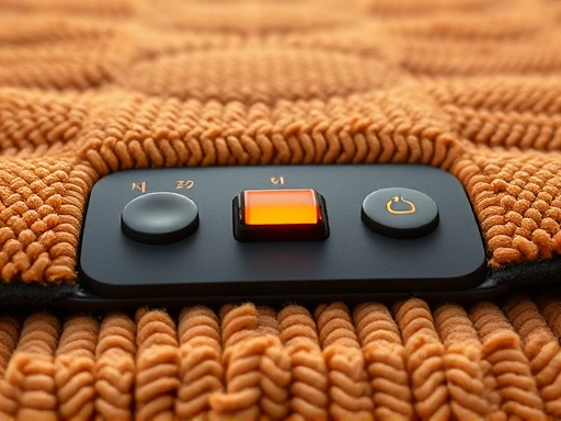 Close-up of a warm mat with detailed temperature control settings and safe material texture.