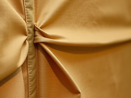 Close-up of a well-designed camping privacy screen made of durable, earthy-toned fabric, showing its texture, sturdy poles, and how it effectively blocks visual access to a campsite.