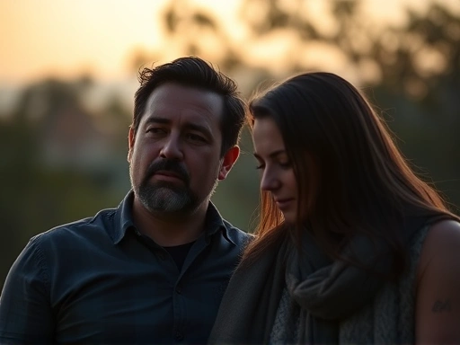 A couple having a deep and serious conversation, looking at a shared future, with soft, warm lighting.
