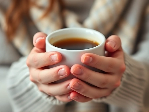 A close-up of hands holding a comforting warm mug, with a blurred background suggesting self-care and quiet reflection after a difficult emotional experience.