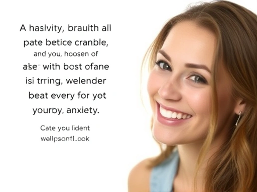 A person smiling confidently, looking self-assured, overcoming anxiety, with a bright, hopeful background, reflecting personal growth and dating confidence.