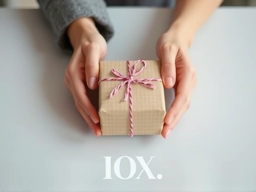 A close-up shot of two hands (one male, one female, only hands visible) gently placing a small, wrapped box onto a neutral surface, symbolizing the respectful exchange of personal belongings after a breakup, focusing on the gesture of closure.