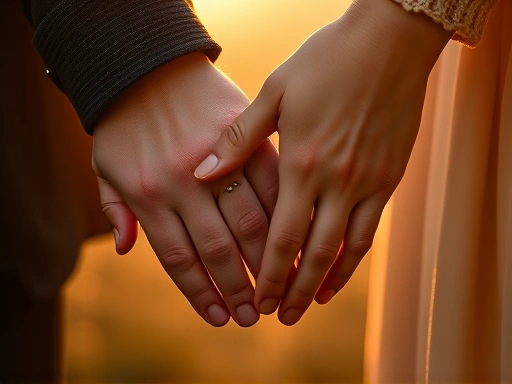 Close-up of two hands gently holding, symbolizing acceptance and imperfect love, with a soft, warm background, representing connection and growth.