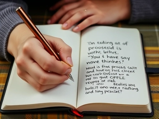 Close-up of hands writing in a journal with meaningful words, symbolizing processing emotions and rebuilding self after relationship trauma.
