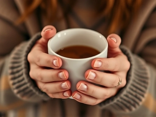 A close-up of a person's hands holding a comforting warm mug, representing self-care and emotional well-being amidst relationship challenges.