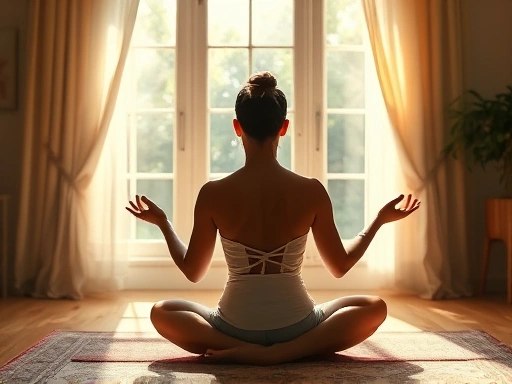 A person meditating calmly in a serene, sunlit room, symbolizing healing and overcoming past relationship trauma.