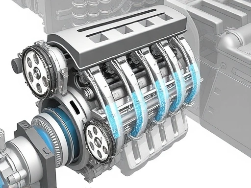 A detailed, cross-sectional illustration of a modern car engine's variable intake manifold, highlighting the adjustable runners and the airflow path. Focus on the sophisticated engineering for SEO keywords: variable intake system, car engine efficiency.