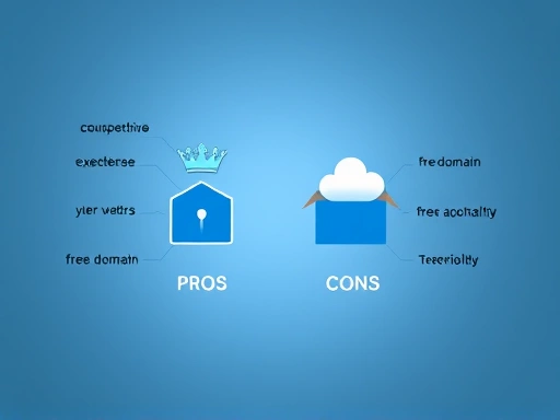 개인 도메인과 무료 도메인의 핵심 차이점을 상징하는 두 개의 아이콘이 중앙에 배치된 모습