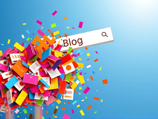 다채로운 블로그 콘텐츠들이 웹 검색창에서 쏟아져 나오는 모습