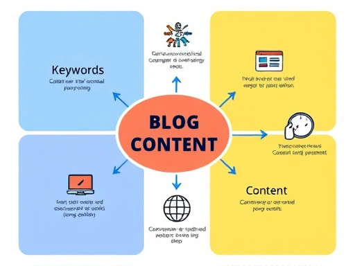 블로그 콘텐츠 구성 요소들을 시각적으로 표현한 인포그래픽.