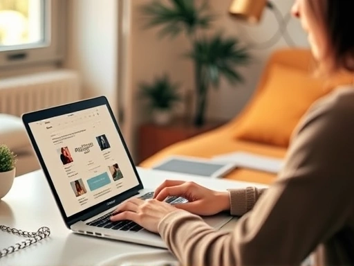 직장인이 노트북을 사용하여 블로그 글을 작성하는 모습