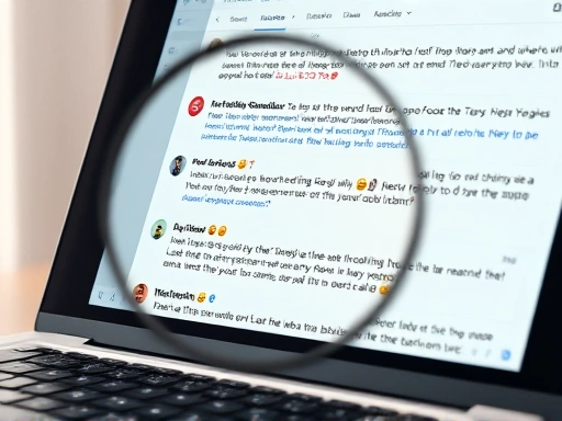 확대된 노트북 화면에 다양한 독자의 댓글이 오고 가는 모습