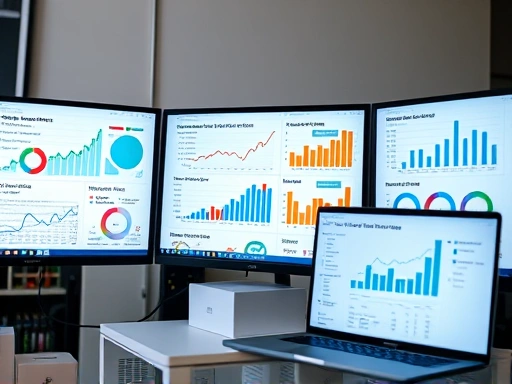 다채로운 데이터 분석 차트와 그래프가 컴퓨터 화면에 펼쳐져 있는 모습