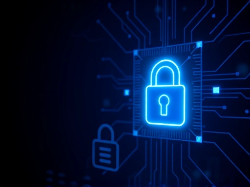 어두운 배경에 빛나는 자물쇠 아이콘과 블로그 로고가 어우러져 있는 디지털 보안 개념 이미지