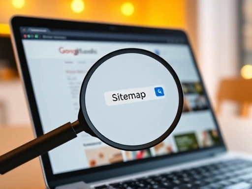노트북 화면에 구글 서치 콘솔(Google Search Console)의 사이트맵 제출 페이지가 클로즈업된 모습