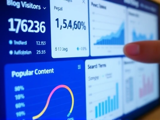 다양한 데이터 그래프와 분석 도구가 보이는 디지털 대시보드 화면이 클로즈업되어 있다.