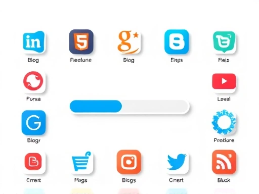 다양한 블로그 플랫폼 아이콘들이 모여 있고, 그 중심에는 '속도'를 상징하는 빠른 로딩 바가 그려져 있습니다.