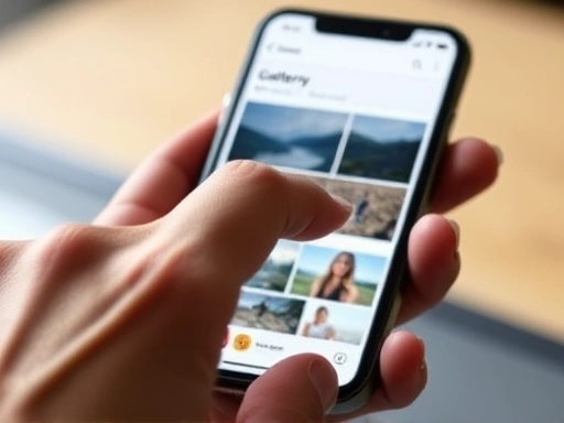 사용자가 모바일 기기에서 블로그 갤러리를 스크롤하며 부드럽게 이미지