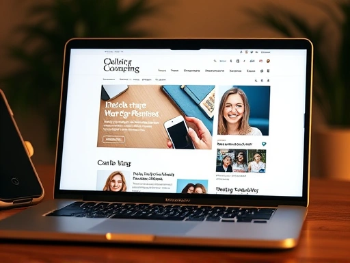 블로그 콘텐츠와 조화롭게 배치된 광고 배너가 노트북 화면에 보이는 모습