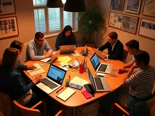 블로그 네트워킹 전략 회의 장면