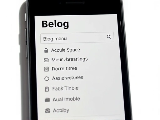 스마트폰 화면에 표시된 블로그 메뉴의 클로즈업.