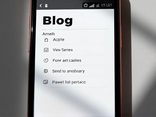 스마트폰 화면에 표시된 블로그 메뉴의 클로즈업.