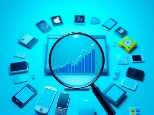 다양한 모바일 기기 아이콘이 웹사이트를 둘러싸고 있는 모습