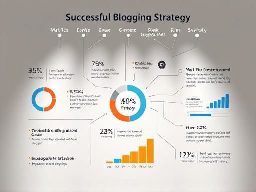 다양한 데이터 포인트를 사용하여 성공적인 블로그 전략의 분석적 분해를 보여주는 인포그래픽 스타일의 이미지