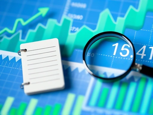 데이터 차트와 그래프가 복합적으로 클로즈업되어 보이는 이미지