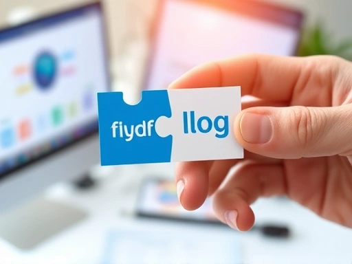 두 개의 블로그 로고가 연결된 퍼즐 조각이 손 위에 놓여 있는 클로즈업 사진.