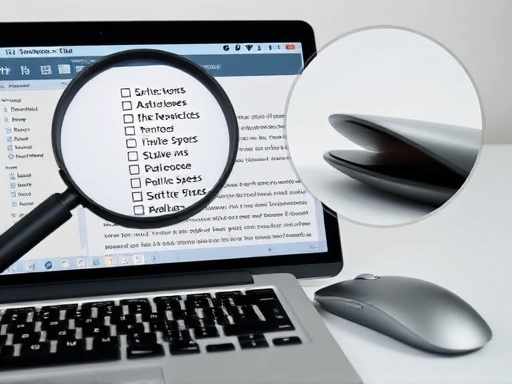 확대된 노트북 화면에 맞춤법 검사기 도구가 열려 있고, 커서가 글을 수정하는 듯한 모습