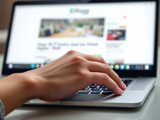 정교한 손길로 노트북 키보드 위에서 작업 중인 모습