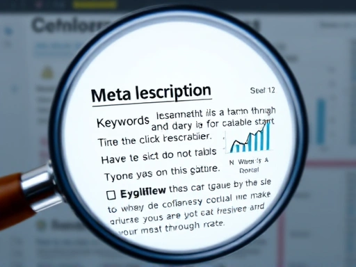 돋보기가 블로그 글의 메타 디스크립션 부분을 확대하여 보여주는 클로즈업 샷.