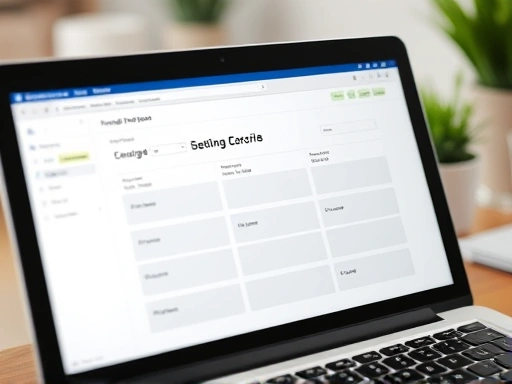 노트북 화면에 목표 설정 도구가 클로즈업되어, 계획적이고 체계적인 접근 방식을 강조합니다.