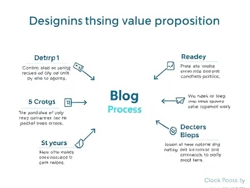 블로그의 가치 제안 설계 5단계 과정을 시각화한 인포그래픽입니다.