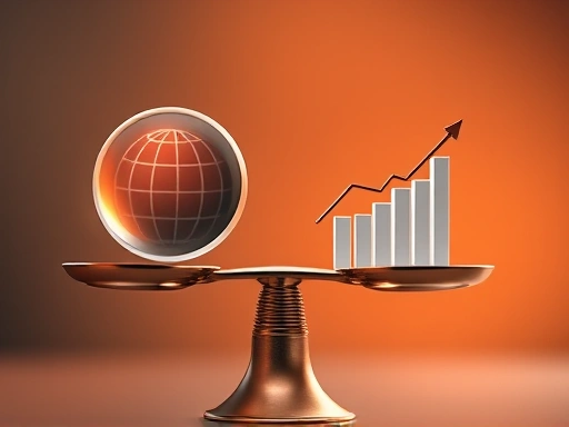 저울 위에 두 개의 다른 아이콘이 균형을 이루고 있는 클로즈업.