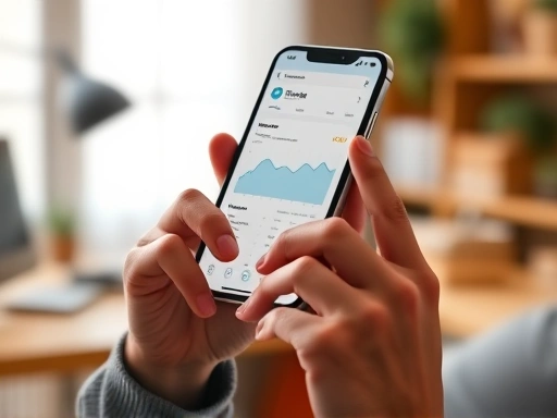 두 손으로 스마트폰을 들고 있는 블로거의 클로즈업.