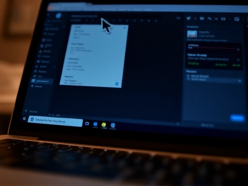 노트북 화면 클로즈업.