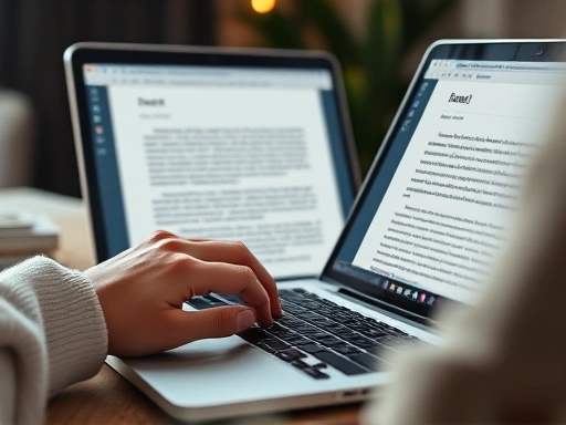 블로거가 글쓰기 도구를 사용하여 게시물의 문법과 스타일을 편집하는 모습