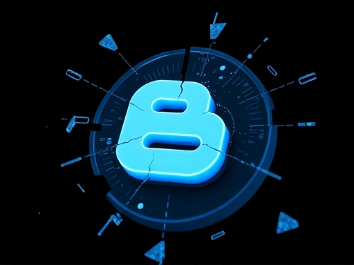 어두운 배경 속에서 불안정한 블로그 아이콘이 깨져 있는 모습