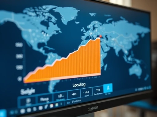 컴퓨터 모니터 화면에 웹사이트 로딩 속도 그래프가 빠르게 상승하는 모습